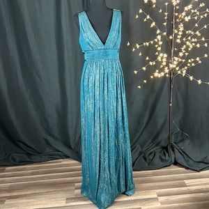 BCBG Maxazria Deep Teal/Silver Evening Gown